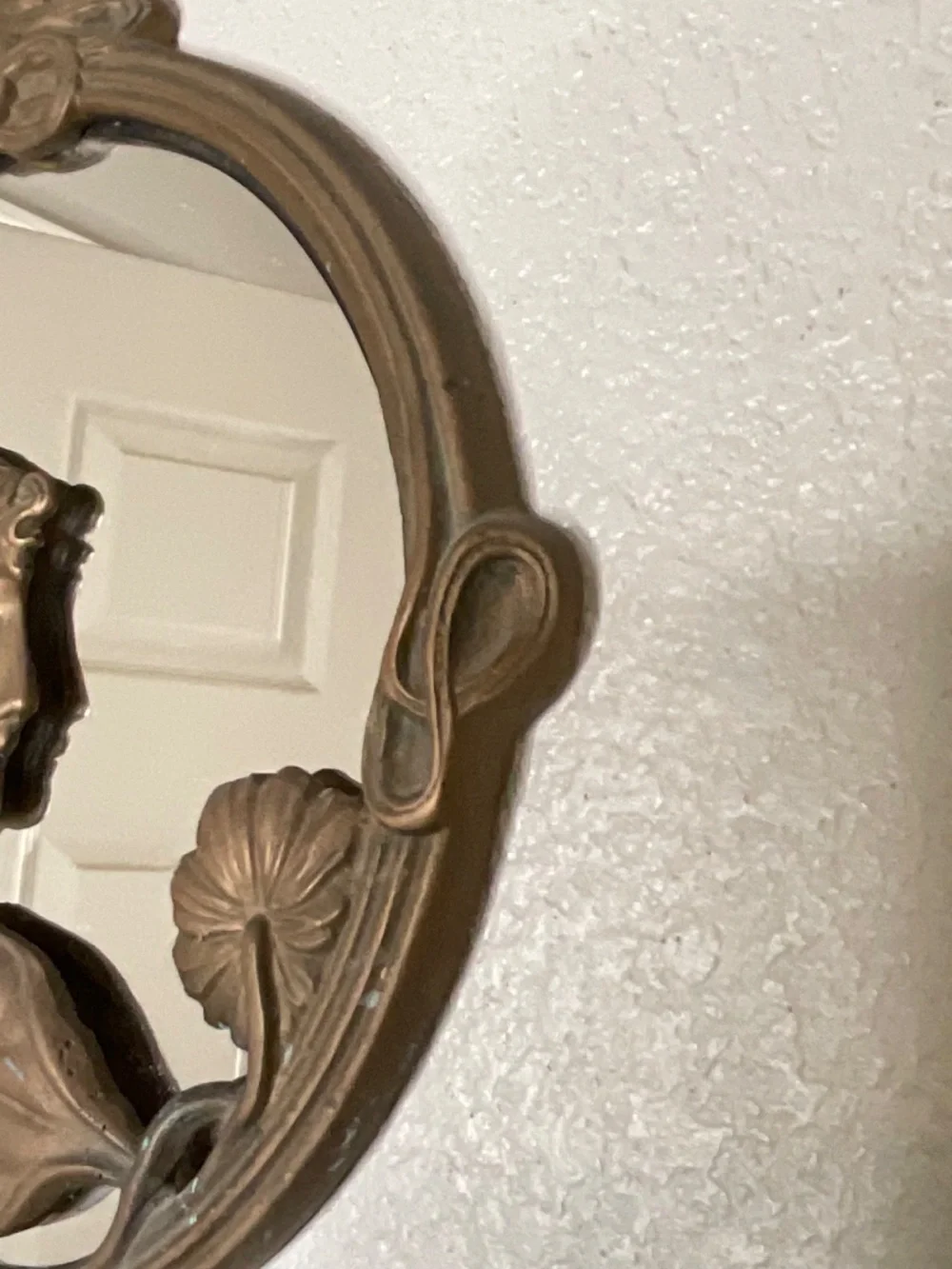 Vintage Silvestri Art Nouveau style brass wall mirror Art Deco Ivy Lady